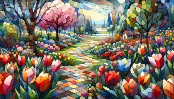 Download A Cubist Interpretation of a Tulip Garde - Interpretation Collection