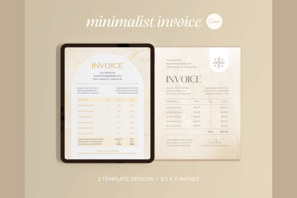 Download TWO Minimalist Invoice Templates - Premium Resources