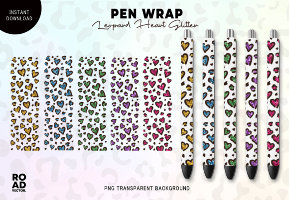 Download Glitter Leopard Heart Pen Wrap Bundle - Pen wrap Collection